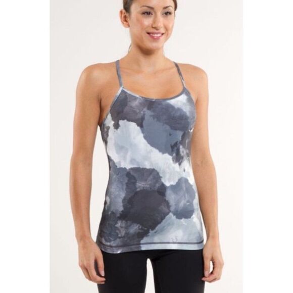 Lululemon Power Y Tank Luon Light Classic  White Grey Shell Size 4.    Ii - Picture 1 of 7